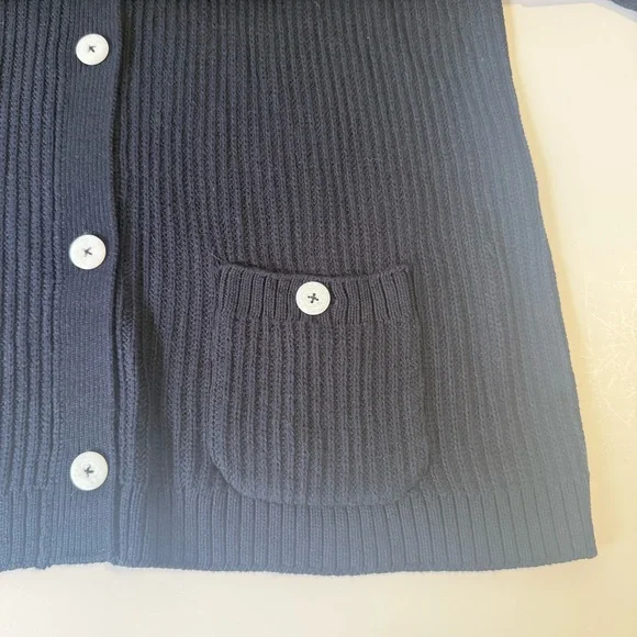 J. Jill Navy Blue Cotton Blend Colared Button Down Cardigan Size L Tall - Picture 4 of 7